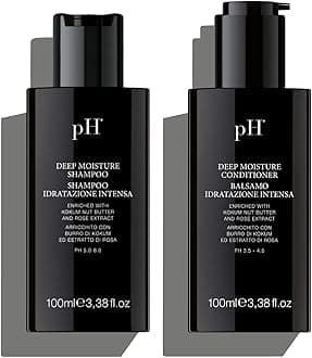 pH PURE HAIR Deep Moisture Shampoo and Conditioner Set - Hydrating and Moisturizing Shampoo and Conditioner - Dry Hair - Enriched with Kokum Nut Butter and Rose Extract (3.38 Oz each)