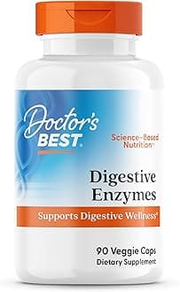 Doctor's Best Digestive Enzymes Supplement for Women & Men - Supports Gut Health, Digestion, & Overall Wellness, Formulated with Amylase, Super Enzyme Blend for Food Break Down, Non GMO - 90 Veg Caps