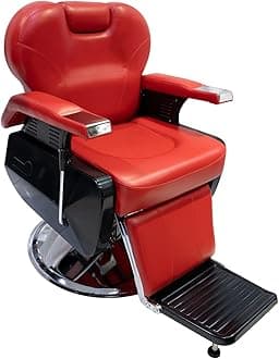 Barber Chair Professional Men Salon for Hair Stylist, Hair Cutting, with Heavy-Duty Hydraulic-Pump Chair Barber Shop Furniture (Red)