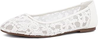 Greatonu Women Shoes Cut Out Slip On Synthetic Lace Ballet Flats