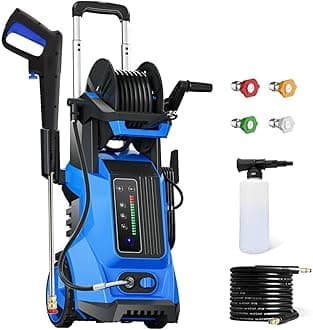 Electric Pressure Washer 5000 PSI 3.2 GPM Power Washer with 4 Interchangeable Nozzles and 3 Levels of Adjustment Effortlessly Car Water Washer for Home Patio Blue