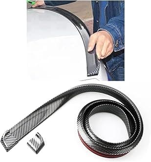 Car Rear Spoiler Roof Lip Kit, Carbon Fiber 3D Rubber Trunk Spoiler Trim Strip Cool Car Decoration, Universal Punch-Free Vehicle Exterior Accessory Sticker (Carbon Fiber Black)