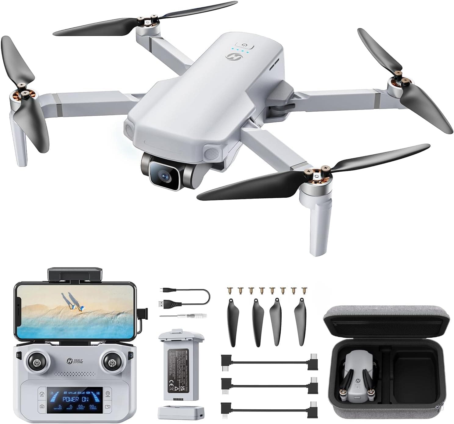 HS360E GPS Drone with 4K EIS Camera, 6KM Image Transmission, 1200W Sensor, 30 Mins Flight Time, Foldable RC Quadcopter with Follow Me, Auto Return, 249g Lightweight Camera Drone for Adults