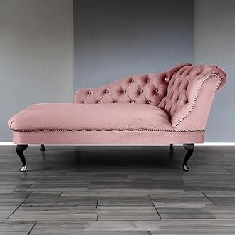 RegentTufted Chaise Lounge Sofa & Seating Handmade Velvet Living Room Bedroom Hallway Black Accent Chair (Right Hand, Pink)