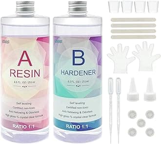 Epoxy Resin - 17OZ Upgraded Crystal Clear Epoxy Resin Kit for Art Coating & Casting Jewelry River Table Countertop Cheeseboard Wood Canvas Painting UV Resistant & Food Safe Craft Resin Starter Kit