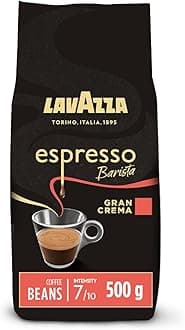 Lavazza, Espresso Barista Gran Crema, Drum Roasted Coffee Beans, Ideal for Espresso Coffee Machines, Aromatic Notes of Dried Fruit and Flowers, Arabica and Robusta, Intensity 7/10, Light Roast, 500 g