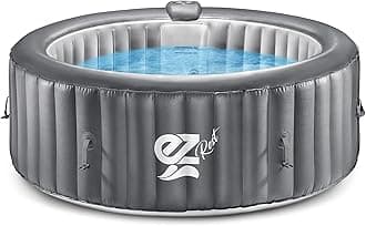 SereneLife Portable Inflatable Hot Tub Spa, 4-Seat Round Heated Pool with 100 Air Jets, Digital Panel, Remote Control, LED Color-Changing Lights and Cover – Ideal for Relaxation and Sleep Support