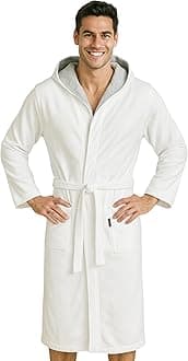 Morgenstern Dressing Gown Men 100% Cotton Hood Luxury Velvet Terry Bathrobe Finn