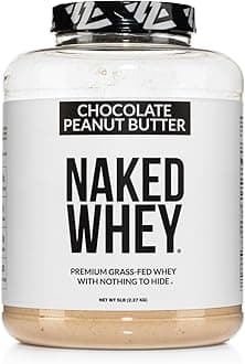 - NAKED Whey Chocolate Peanut Butter Grass Fed Whey Protein Powder, No GMO, No Soy, and Gluten Free, Aid Growth and Recovery - 52 Servings