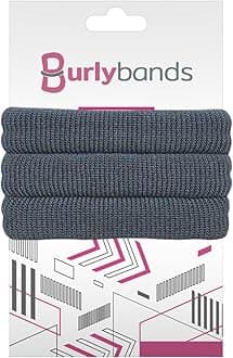 Burlybands Large Hair Ties for Thick, Heavy or Curly Hair - Non-Slip, Non-Damage, Seamless Women's Ponytail Scrunchies - Dk Gray, 3 Pcs