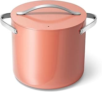 CarawayStock Pot - 12 Qt Ceramic Coated Pot With Lid - Fee From Forever Chemicals - Large Pot for Bigger Batches - Perracotta