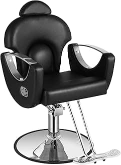 Black Barber Chair for Barbershop Home, Beuaty Reclining Salon Chairs,Styling Chair for Hair Stylist, Adjustable Hydraulic Beauty Hair Salon Armchair, Hydraulic Pump, Black