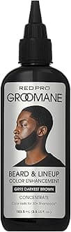 RED Pro GROOMANE Beard & Lineup Color Enhancement for Airbrush, Natural Semi-Permanent Barber Beard Dye, Long-Lasting Gray Coverage, Men Hairline Color (Darkest Brown (Concentrate), 3.5 fl.oz)