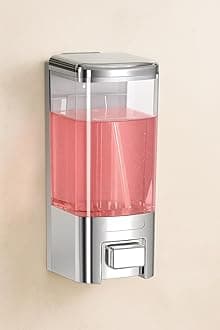 BATH GURU ABS Heavy Duty Wall Mounted Soap Shampoo Conditioner Handwash Gel Liquid Soap Sanitizer Dispenser for Bathroom Basin Kitchen Sinks and Industrial Use (500 Ml, Chrome Plated), Plastic