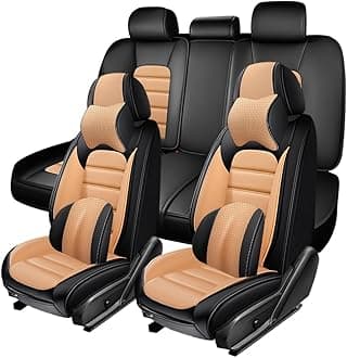 5 Seat Covers for Toyota FJ Cruiser 2007-2014,Premium Nappa Leather Car Seat Covers Car Seat Cushions,Waterproof Soft Seat Covers for Cars,Interior Accessories Airbag Compatible（Luxury-Black&Orange）