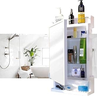 BRANCO Rich Look Bathroom Cabinet with Mirror Premium Cabinet with Secure Storage | Storage Organiser | Strong Plastic Bathroom Shelves Wall Mounted | Mirror Cabinet and Durable Plastic | White