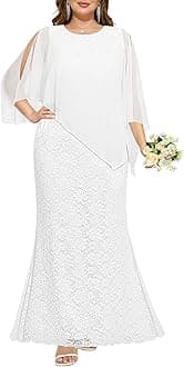 Women's Plus Size Cape Dress with Chiffon Overlay Gown Formal Evening Lace Long Mermaid Dresses 2025