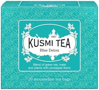 Blue Detox - Blend of Green Tea, Mate & Pineapple - Rosehip, Rooibos, Mint, Guarana Flavours - Enjoy Hot or Iced - Exotic Infusion Perfect for Tea Lovers - 20 Tea Bags
