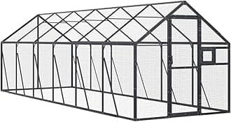 vidaXL Aluminium Aviary - Anthracite Parrot Cage with Lockable Door and Window, Wire Mesh Grid, Ample Activity Space for Birds, Rabbits, Ducks and Chickens