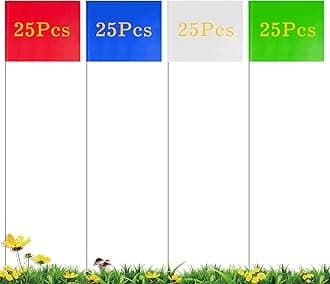 IKAYAS 100 Pack Marking Flags Marker Flags for Lawn 4*5*15 Inch Yellow PVC Small Yard Flags Yard Marking Flags Lawn Flags, Garden Flags, Survey Flags, Yard Markers, Irrigation Flags, landscape flags