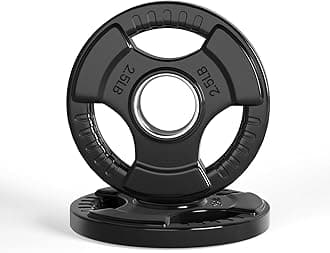 LIONSCOOL 2-Inch Rubber Olympic Grip Weight Plates for Strength Training, Weightlifting, Solid Cast Iron Plate for Barbell in Single/Pair/Set for Home & Gym (2.5-45LB), One Year Warranty