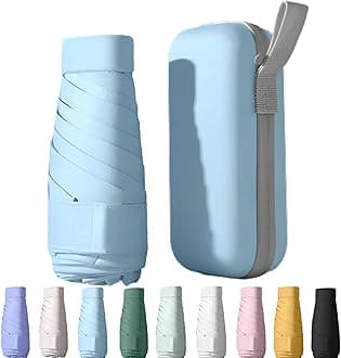 UPF50+ Mini Travel Sun Umbrella for Purse With Case,Small Compact UV Umbrella Protection Sun,Lightweight Portable Parasol Windproof for Women Men Kids