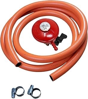 DapetzPropane Patio Gas Regulator 27mm Clip On With 2m Hose And 2 Clips Fits Calor Flogas BP 5KG, 10KG 15KG Bottles