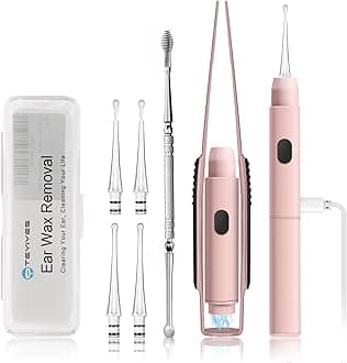 Ear Wax Removal with Light, Earwax Removal Kit Upgraded All in One Rechargeable Ear Cleaning Kit with Light/Ear Pick Digger/Ear Tweezers/Spiral Spring Ear Spoon for Adults Kids and Pets (Pack of 7)
