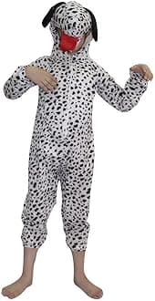 Kaku Fancy Dresses Fleece Dog Pet Animal Costume for Kids - Black & White, 3-4 Years | Animal Fancy Dress for Boys & Girls