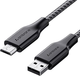 Ambrane Unbreakable 60W / 3A Fast Charging 1.5m Braided Micro USB Cable for Smartphones, Tablets, Laptops & Other Micro USB Devices, 480Mbps Data Sync, Quick Charge 3.0 (RCM15, Black)