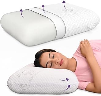 MY ARMOR Memory Foam Pillow, 5.5 Inch Extra Thick Orthopedic Pillow for Side Sleeping | 2 Years Warranty | with Removable Washable Jacquard Cover, White - Pack of 1