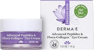 Derma E Advanced Peptides and Vegan Flora-Collagen Eye Cream – Double Action Collagen Eye Cream with Peptide Complex – Firming & Hydrating Under Eye Treatment – All Natural Moisturizer Cream, 0.5oz