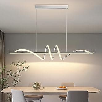 Modern Pendant Light Kitchen Island 39in Dimmable Hanging Lamp 3000k-6000K Adjustable Warm/Nautral/White with Remote Control, Kitchen Island Lighting Chrome Silver