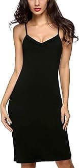 Women Full Slips Cotton Blend V Neck Straight Dress Nightwear