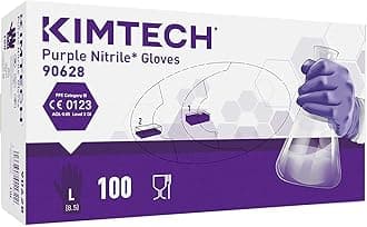 Kimtech Purple Nitrile Disposable Protective Gloves, Latex and Powder Free for Heavy Duty protection Against Chemicals and Virus's, Box of 100, Large