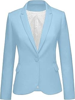 LookbookStore Womens Notched Lapel Pockets Button Work Office Blazer Jacket Suit