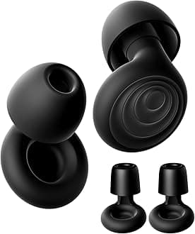 Yawsoy Ear Plugs for Sleeping Noise Cancelling, Reusable Soft Noise Reduction Earplugs for Sleep, Focus, Travel, Work, Motorcycle, Concert with 6 Silicone Ear Tips and 6 Foam Ear Tips - 25-35dB Black
