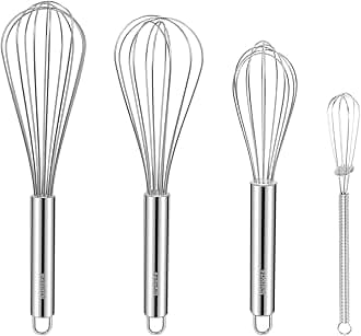 NileHome Stainless Steel Whisk Set 8" 10" 12" Kitchen Whisk Balloon Whisk Kitchen Wisk Wire Whisks for Cooking, Whisking, Blending, Beating, Stirring-4 Pack