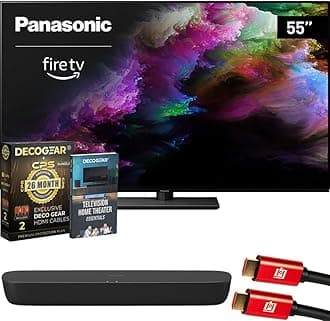 TV-55Z85AP Z85 55" OLED 4K UHD Fire TV 2024 Bundle with HTB200 Compact Soundbar, CPS Exclusive 26 Month Protection, 2X HDMI Cable & Deco Gear Complete Home Theater Beginner's Guidebook