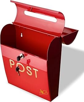 Assorted Collections Wall Mounted Post Box Modern Mailbox Letter Box Post Mail Box Lockable With Keys | Letter Box for Home | Red Mail Box with 2 Keys Easy To Install Keep Your Mail Safe