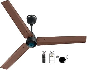 atomberg Renesa Smart 1200mm BLDC Ceiling Fan with IoT & Remote | Energy Efficient Ceiling Fan | Ceiling fan for Living Room | High Air Delivery with LED Indicators (Brown & Black)