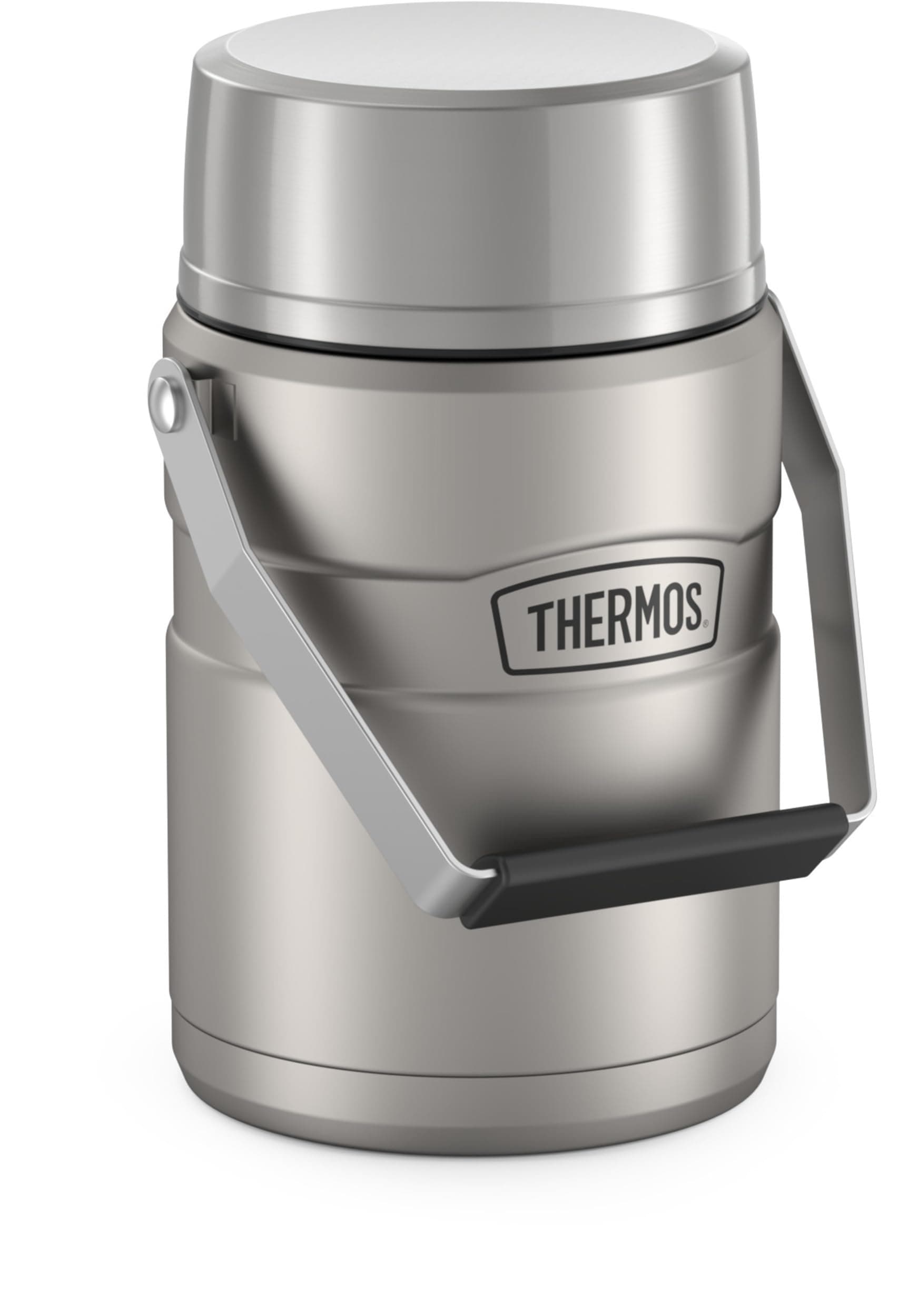 THERMOS Stainless King Vacuum-Insulated Food Jar with 2 Storage Container Inserts, 47 Ounce, Matte Stainless Steel