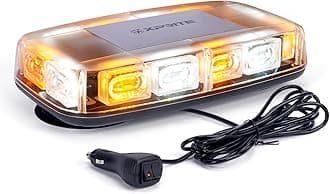 12" Roof Top Strobe Light, High Bright LED Emergency Flashing Beacon Light w/Magnetic Mount for 12V-24V Construction Vehicles, Truck, Snow Plow, Postal Car (Amber White)