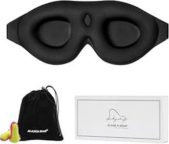 Sleep Mask with Molded Eye Cups for Women and Men, Nose-Contoured 3D Ultra-Plush Soft Blackout Eye Mask, Zero Pressure on Eyelids & Eyelashes, Earplugs Set, Black