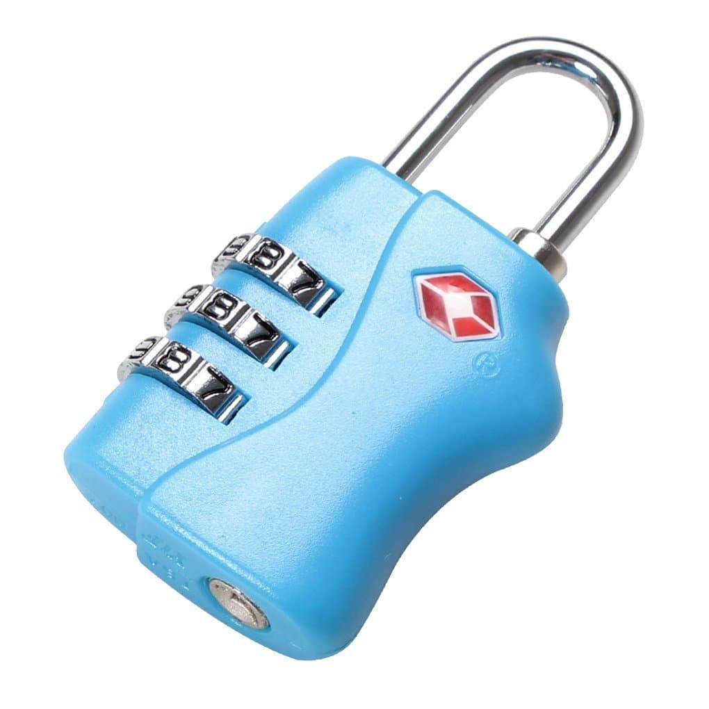 TSA Approved Lock Travel Security With 3 Digit Combination, Heavy Duty, TSA Suitcase Lock (Blue)