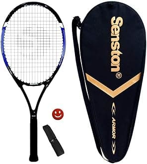 Senston 27 inch Tennis Racket for Adults & Beginners – Lightweight Tennis Racquet with Carry Bag, Overgrip, Vibration Dampener – Blue