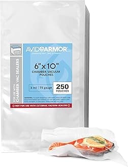 Avid Armor Chamber Vacuum Sealer Bags – Heavy Duty, BPA-Free, Pre-Cut Chamber Vacuum Bags for Food Preservation, Freezer Storage, Sous Vide and more, 250/Pack (6x10) – Multi-Use Vacuum Bags