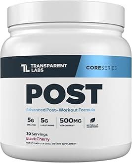 Transparent Labs Post - Post-Workout Recovery Muscle Builder with L-Glutamine, Beta-Alanine and BetaPure Betaine Anhydrous for Muscle Recovery and Muscle Building - 30 Servings, Black Cherry