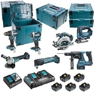 Set of 7 Makita Machines (DDF484 + DTD154 + DGA506 + DHS680 + DHR243 + DTM51 + DJV182) – DLX7014PTJ