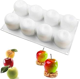 OCPO Kitchen Apple Silicone Mold for Baking Mousse Cake Dessert Mold for Pastry Chocolate Fruit Pudding Jelly, Ice Cream Mould, Cake Decoration Mold, Non-Stick&Easy Release, Apple Shape (8-Cavity)